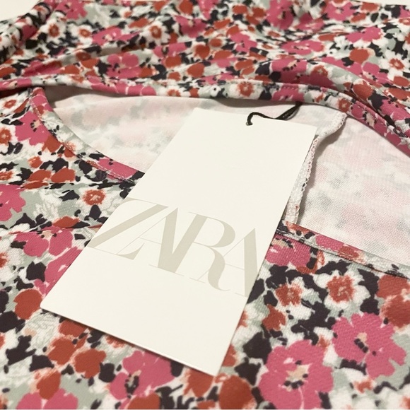 Zara Floral Long Sleeve Dress with Cut Outs Size Large - Picture 3 of 16